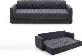 Atlantic Home Collection Kelly, dunkelgrau Schlafsofa mit Taschenfederkern und praktischem Topper, 226x86x78 cm (BxTxH)