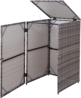 Mülltonnenverkleidung HWC-E25, Mülltonnenbox Mülltonnenabdeckung, Poly-Rattan 120l ~ grau