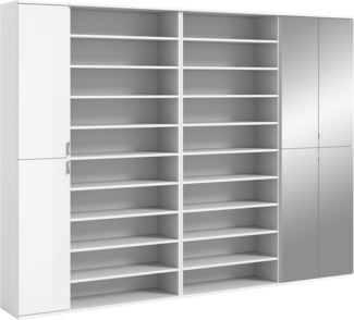 Garderobenschrank Weiß Hochglanz, 232x191x37 cm, Hochschrank, Schuhregale