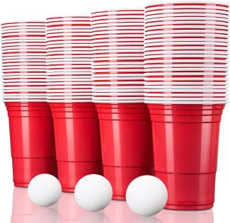 TRESKO Partybecher, 100 Stück, ohne Bälle, Polypropylen rot, 473 ml