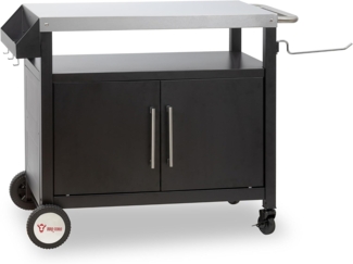 BBQ-Toro Grillablagetisch Grillwagen 103,5 x 59 x 81 cm, Silber/Schwarz Grilltisch, Servierwagen (1-St), Zwei integrierte Bremsen