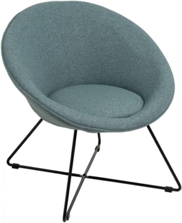 DRW Runder Sessel aus Stoff und Metall in Grün und Schwarz