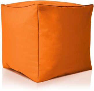 Green Bean© Outdor Pouf-Hocker 40 x 40 x 40 cm mit EPS-Perlen Füllung - Erweiterung & Addon für Sitzsäcke: Fußhocker Fußkissen - Bodenkissen Kinder & Erwachsene - Fußablage Sitzkissen Orange