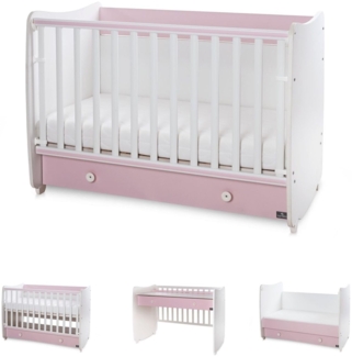 Lorelli Babybett Dream 70 x 140 cm umbaubar Kinderbett Schaukelbett Schreibtisch pink
