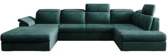 Designer Sofa Emiliano mit Schlaf- und Klappfunktion Samt Grün Links