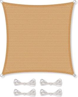 CelinaSun Sonnensegel inkl Befestigungsseile Premium HDPE wetterbeständig atmungsaktiv Quadrat 3,6 x 3,6 m Sand beige