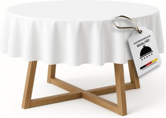 texpot Tischdecke Tischtuch rund Damast weiß 100% Baumwolle (1-tlg)