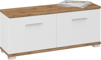 CARO-Möbel Schuhbank BILBAO, Sitzbank Schuhbank mit Stauraum Truhenbank Flurmöbel – Eiche/Weiß