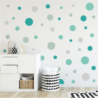 yabaduu 100 Klebepunkte Kreise Punkte Wandtattoo Kinderzimmer Schlafzimmer Babyzimmer Aufkleber Folie Deko Selbstklebend für Junge Mädchen Pastell