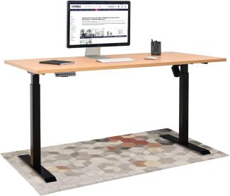 HighDesk SMART Höhenverstellbarer Schreibtisch (Schwarz + Buche I 120 x 70 cm) - Elektrischer Sitz- & Stehtisch mit Tischplatte - Stehschreibtisch Elektrisch Höhenverstellbar - von Krieg