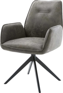 Drehstuhl Zoa-Flex Mikrofaser Grau Antik Kreuzgestell breit Schwarz 360° drehbar Wippfunktion Taschenfederkern