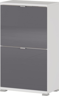 Germania 3-TLG. Schuhschrank-Set 8579-547 Colorado, Korpus in Weiß und 2 Klappen mit Glasauflage in Graphit, Platz für ca. 8 Paar Schuhe, 53 x 91 x 30 cm (BxHxT)
