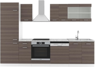 Küche R-Line Edelgrau/Weiß 300 cm , AP Marmor Vicco