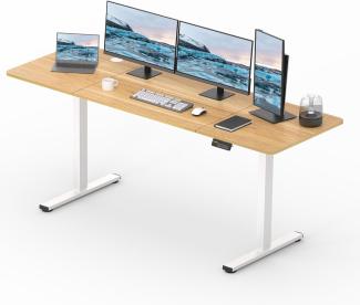 SANODESK Elektrischer Höhenverstellbarer Schreibtisch einfach mit Tischplatte, Memory Funktion und Haken, Schreibtisch Höhenverstellbar Elektrisch für Heimbüro, Homeoffice und Hause(200 x 80cm, ahorn)