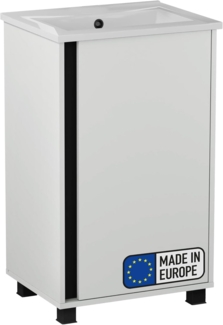 BADEDU LULE Gäste WC Waschtisch Set 51 cm breit, Weiß, Waschbecken Keramik Weiß, mit Füßen