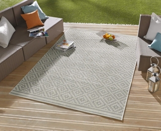 In- & Outdoor Teppich Raute grau/creme - 140x200x0,8cm
