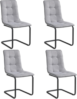 Home4You Freischwinger Schwingstuhl, 4er Set, Hellgrau, Webstoff, mit Keder