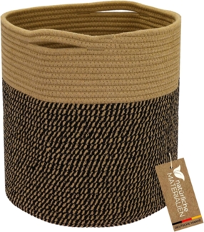 HMF Aufbewahrungskorb Aufbewahrungskorb mit versteckten Griffen, runder Korb passend für Kallax, 31 x 31 cm, Schwarz-Honig