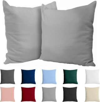 Dreamzie Kissenbezug 65x65 Baumwolle Renforcé (2er-Set) - Hellgrau - Dicht gewebt mit 57 Fäden/cm² - Kissenbezüge 65x65 cm - Oeko Tex Zertifiziert