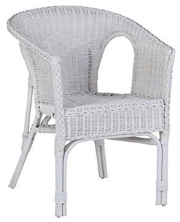 MiaMöbel Rattanstuhl 'Mina' weiß Rattan Landhaus