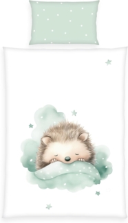 Herding Renforce Kinder Bettwäsche Kleiner Igel grün weiß Wendemotiv 100x135 cm
