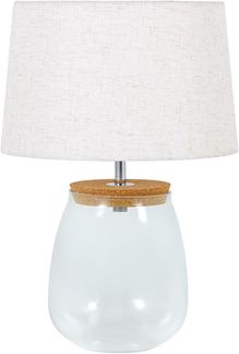 riess-ambiente Tischleuchte CLASSICO 60cm weiß / transparent · Tischlampe mit befüllbarem Glas-Fuß, Ein-/Ausschalter, ohne Leuchtmittel, Wohnzimmer · mit Leinenschirm · Dekoration · Landhausstil · Design