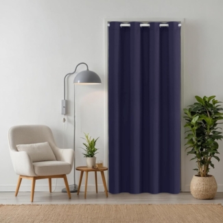 tinycurtains Türvorhang für alle gängigen Türgrößen, Thermovorhang (ohne Stange) Türgardine (1 St), Ösen, abdunkelnd, 100% Polyester, Blackout blickdicht, blau Ocean 200x150 cm für Tür, Schrank & Fenster