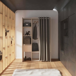 Dmora - Großer Kleiderschrank Arnon, Schlafzimmermöbel, Schrank, Garderobe, 119x50 h183 cm, Eiche