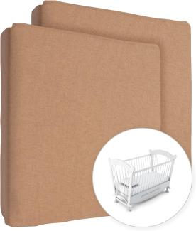 Spannbettlaken für Babybett-Matratze 90x40 cm, Jersey, 100 % Baumwolle, Haselnuss, 2 Stück