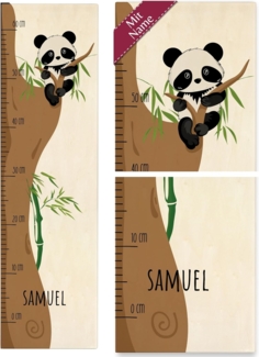 Panda Messlatte für Kinder mit Namen Niedlicher Pandabär - 0-60 cm - Holz