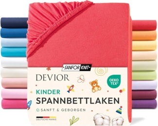 Devior Spannbettlaken Kinder Spannbetttuch 60x120 - 70x140 cm Bettlaken Tuch 100% Baumwolle, Jersey, Gummizug: Rundumgummizug, Matratzen Bezug bis 12cm Matratzenhöhe