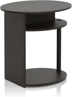 Furinno JAYA Ovaler Beistelltisch mit moderen Design, holz, Walnuss/Schwarz, 39.37 x 39.37 x 49.02 cm