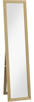 HOMCOM Standspiegel Ganzkörperspiegel mit Ständer (Kosmetikspiegel, 1-St, Garderobenspiegel), Alu, Eiche, 37 x 40 x 157 cm