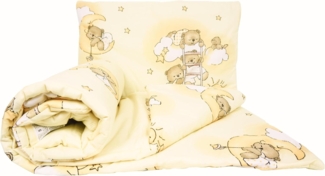 2 Stück Baby Kinder Quilt Bettdecke & Kissen Set 120 x 90 cm passend für Kleinkinderbett Muster 3