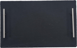 hausleben Servierplatte Schiefer 40x30 cm, (1-tlg), Servierbrett mit Edelstahlgriffen