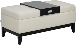 HOMCOM Sitzbank belastbar bis 120 kg, mit Aufbewahrungsbox (Polsterbank, 1-St, Bettbank), für Wohnzimmer Schlafzimmer Cremeweiß 107 x 50 x 44 cm