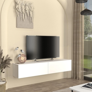 TV-Lowboard hängend Nolven 160 x 32 x 30 cm Weiß [en. casa]