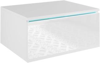 Vicco Nachtschrank Samira 49 x 38 cm, Weiß Hochglanz + LED, Fernbedienung