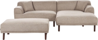 3-Sitzer Ecksofa Stoff taupe linksseitig mit Ottomane HOLT