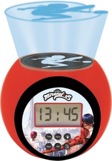 Lexibook RL977MI Tales of Ladybug & Cat Noir Projector-Wecker Miraculous mit Schlummerfunktion und Weckfunktion, Nachtlicht mit Timer, LCD-Bildschirm, Batteriebetrieb, Rot/Schwarz