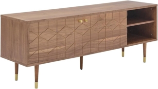 Vente-unique - TV-Möbel mit 2 Türen & 2 Fächern - Nussbaumfurnier - Holz- & Goldfarben - PARIOMA