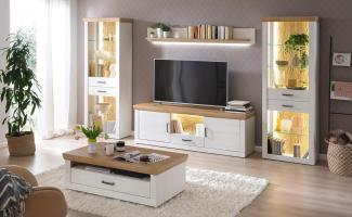 Wohnzimmer Marlis 32 Pinie Aurelio Nb 5-teilig Wohnwand Couchtisch LED mit Beleuchtung