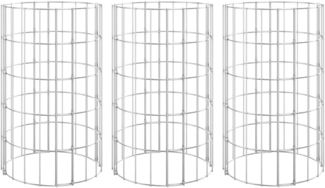 vidaXL Gabionen-Hochbeete 3 Stk. Rund Verzinkter Stahl Ø30x50 cm 152019