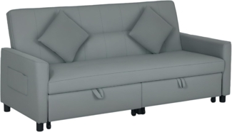 HOMCOM Schlafsofa bis 360 kg Belastbar, 3-Sitzer-Schlafcouch 1 Teile, für Wohnzimmer, Schlafzimmer, Grau
