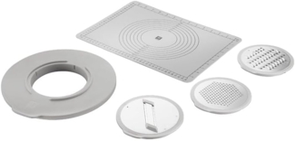 Zwilling Schüssel Fresh & Save BOWLS - Zubehör-Set, Accessoire-Set, 5-teilig, Kunststoff, (Set, 5-tlg), Spritzschutz, 3 Reibeaufsätze, backofenfeste Anti-Rutsch-Silikonmatte