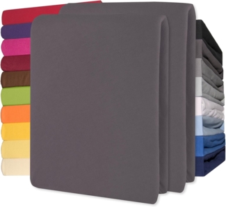 CelinaTex Jersey Topper Spannbettlaken Lucina Doppelpack 90x200-100x200 cm anthrazit grau 100% Baumwolle gekämmt bis 12cm Matratzenhöhe Oeko-TEX
