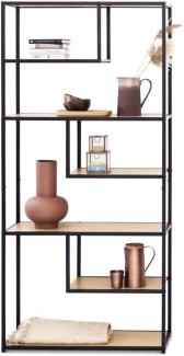 LIFA LIVING Vintage Wandschrank, Holz/Metall natur/schwarz, 82 x 34 x 175 cm