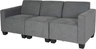 Modular 3-Sitzer Sofa Couch Lyon, Stoff/Textil ~ grau