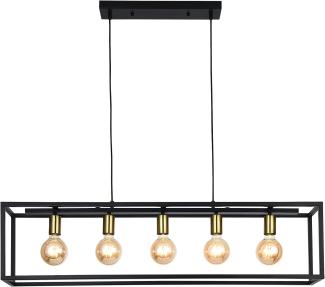 Hängeleuchte Rouen 5 x E27 Schwarz / Messingfarben lux. pro