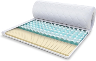 Topper 180x200 cm Matratzenauflage mit RavineBlue-Schaum Höhe 8 cm Latex H2 H4
